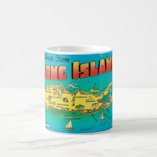 Long Island Ansichtkaart Map Mug Koffiemok (Center)