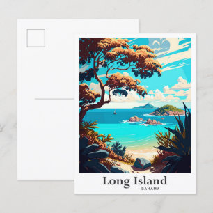 Long Island Bahama Art Vintage Travel Illustratie Briefkaart