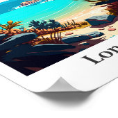 Long Island Bahama Art Vintage Travel Illustratie Poster (Hoek)