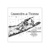 Long Island De Hamptons Kaart Bruiloft Paar Naam Rubberstempel (Afrduk)