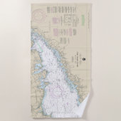 Long Island geluid Western deel nautische kaart Strandlaken (Voorkant)