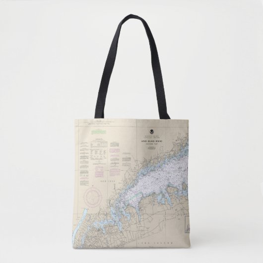 Long Island geluid Western deel nautische kaart Tote Bag (Voorkant)