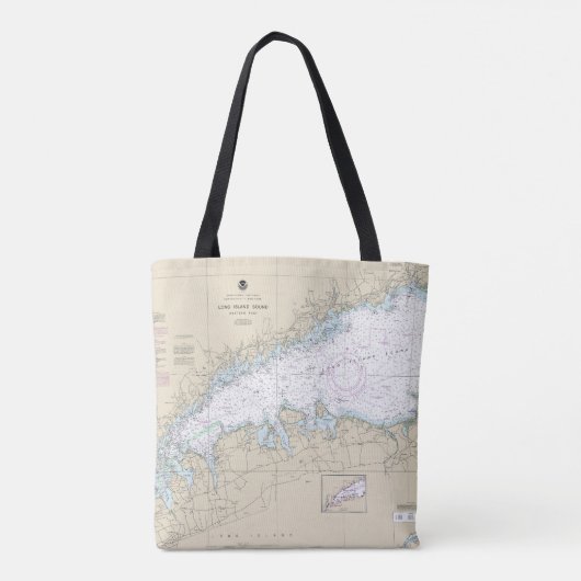 Long Island geluid Western deel nautische kaart Tote Bag (Achterkant)