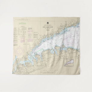 Long Island geluid Western deel nautische kaart Wandkleed