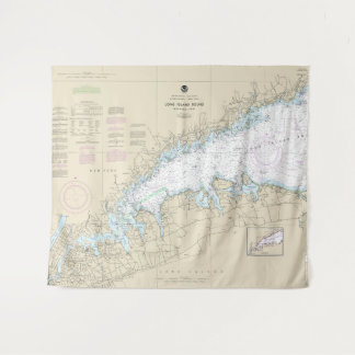 Long Island geluid Western deel nautische kaart Wandkleed