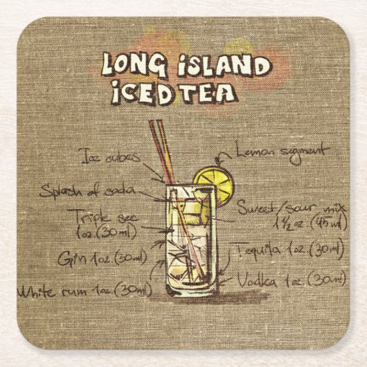 Long Island Ice Tea Illustration Onderzetter (Voorkant)