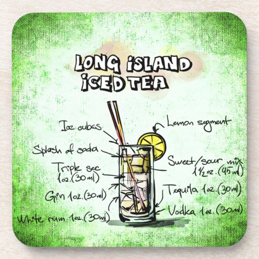 Long Island Iced Drink Recipe Drankjes Onderzetter (Voorkant)
