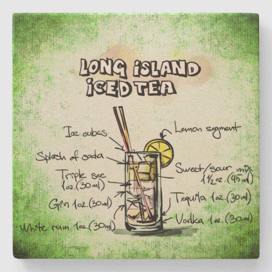 Long Island Iced Drink Recipe Stenen Onderzetter (Voorkant)