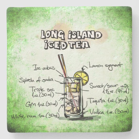 Long Island Iced Drink Recipe Stenen Onderzetter (Voorkant)