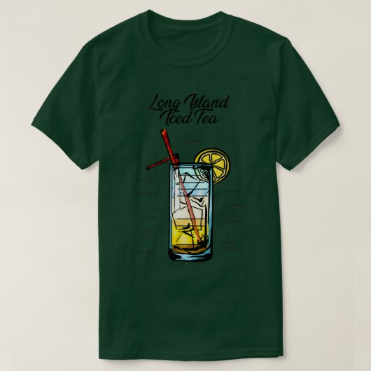Long Island Iced Tea Cocktail Recipe T-shirt (Design voorkant)