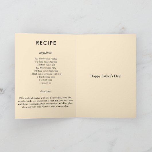 Long Island Iced Tea / Funny Vaderdag Card Kaart (Binnen)