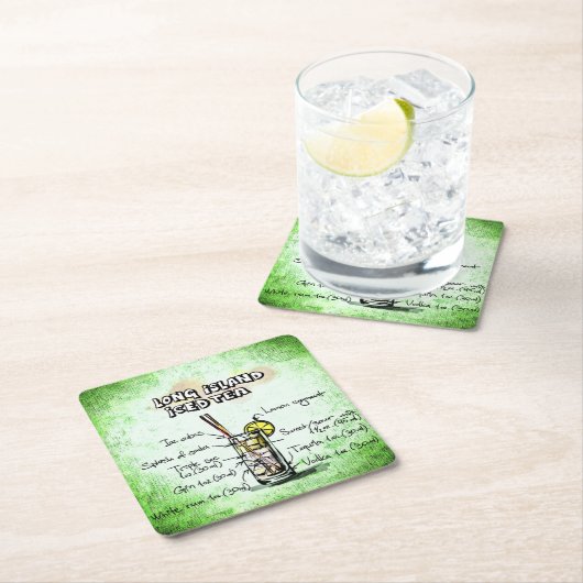 LONG ISLAND ICED TEA recept grappig Kartonnen Onderzetters (Insitu)