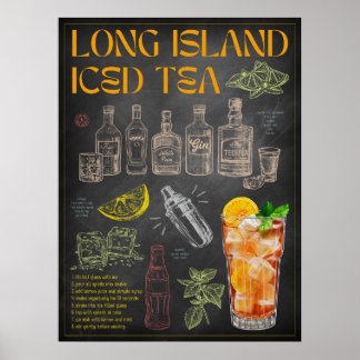 Long Island Iced Tea Recept Krijtbord Cocktail Art Poster