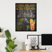 Long Island Iced Tea Recept Krijtbord Cocktail Art Poster (Thuiskantoor)