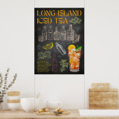 Long Island Iced Tea Recept Krijtbord Cocktail Art Poster (Keuken)