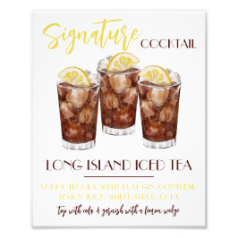 Long Island Iced Tea Signature Cocktail Recipe Foto Afdruk