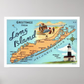Long Island Kaart 12x18 Afdrukken Poster (Voorkant)