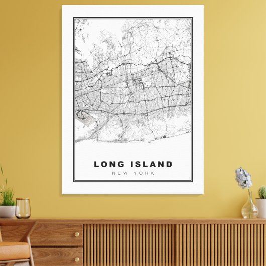 Long Island Kaart Canvas Afdruk (Insitu (Woonkamer))