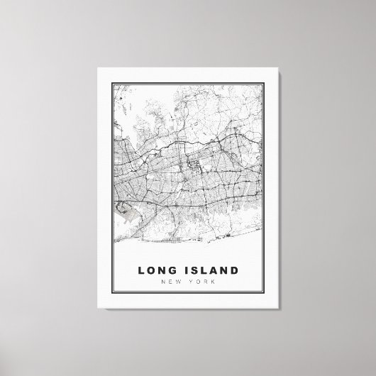 Long Island Kaart Canvas Afdruk (Voorkant)