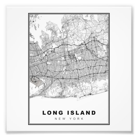 Long Island Kaart Foto Afdruk (Voorkant)