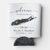 Long Island Kaart New York Minimal Bruiloft Welkom Blikjeskoeler (Voorkant)