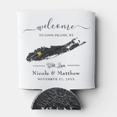 Long Island Kaart New York Minimal Bruiloft Welkom Blikjeskoeler (Achterkant)