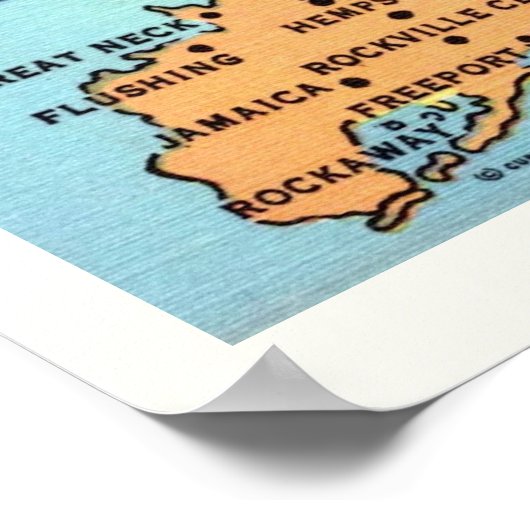  Long Island Kaart Poster Print (Hoek)