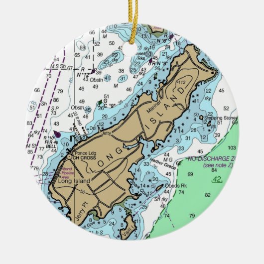 Long Island Maine Chart Keramisch Ornament (Voorkant)