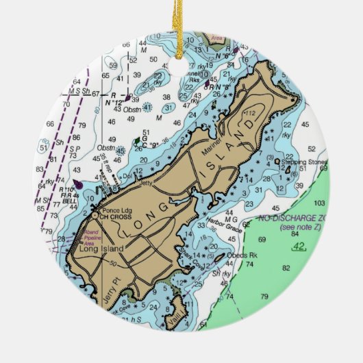 Long Island Maine Chart Keramisch Ornament (Achterkant)