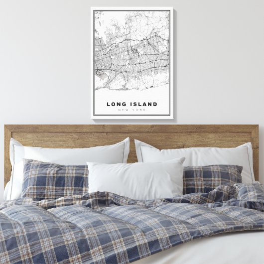 Long Island Map Canvas Afdruk (Insitu (Slaapkamer))