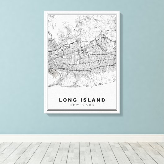 Long Island Map Canvas Afdruk (Insitu (Houten vloer))