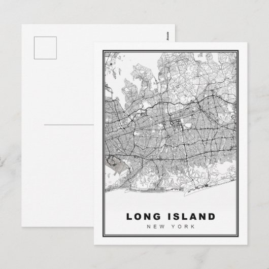 Long Island Map Feestdagenkaart (Voorkant / Achterkant)