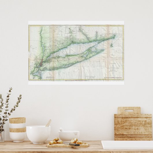 Long Island Nautical Map Poster (Keuken)