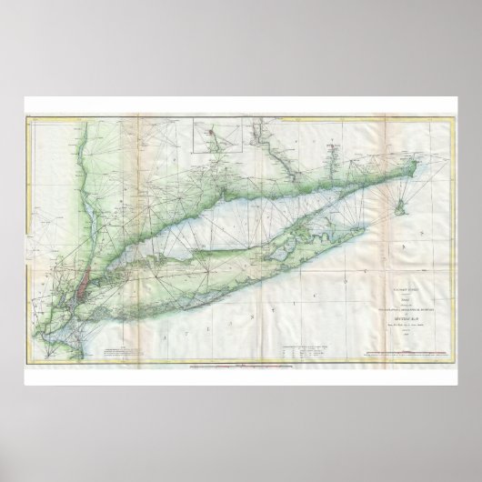 Long Island Nautical Map Poster (Voorkant)