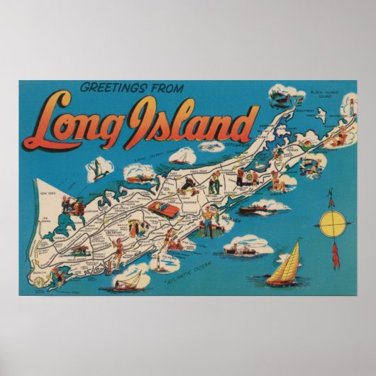 Long Island, New York - Groeten van Poster (Voorkant)