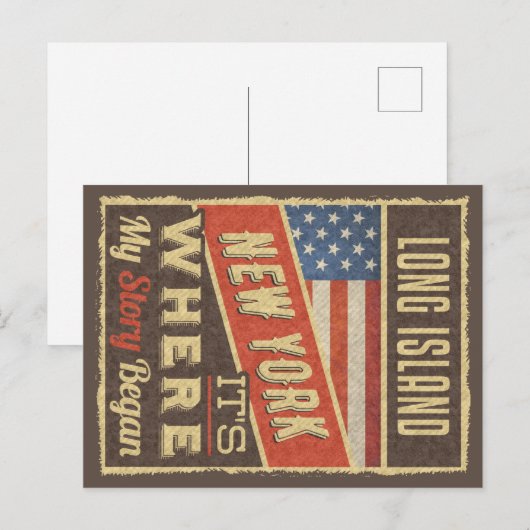 Long Island New York Het is waar mijn verhaal begi Briefkaart (Voorkant / Achterkant)