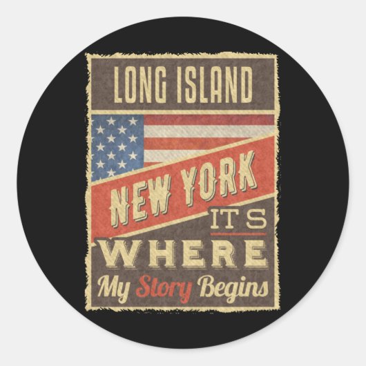 Long Island New York Ronde Sticker (Voorkant)