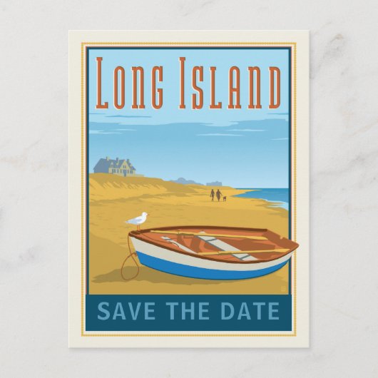 Long Island, New York | Save the date Aankondigingskaart (Voorkant)