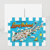 Long Island, NY gestreepte kaart ansichtkaart (Voorkant / Achterkant)
