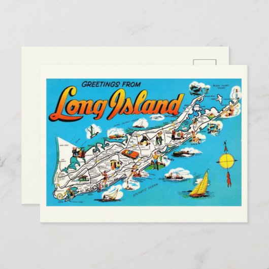 Long Island, NY Groet Briefkaart (Voorkant / Achterkant)