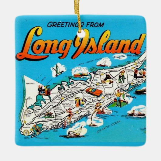 Long Island, NY Groet Keramisch Ornament (Voorkant)