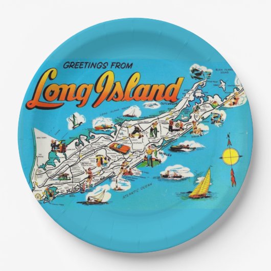 Long Island, NY Groet Papieren Bordje (Voorkant)