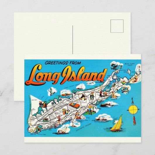 Long Island, NY Groeten Briefkaart (Voorkant / Achterkant)