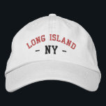 LONG ISLAND NY Preppy Rood Zwart op Wit Geborduurde Pet<br><div class="desc">Preppy LONG ISLAND NY Rood en Zwart geborduurd op wit katoenen pet. Borduurkleuren kunnen worden aangepast aan andere kleurkeuzes door de knop "Ontwerp bewerken" te selecteren. Je kunt ook de kleur van het pet kiezen op de hoofdobjectpagina.</div>