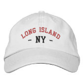 LONG ISLAND NY Preppy Rood Zwart op Wit Geborduurde Pet (Voorkant)