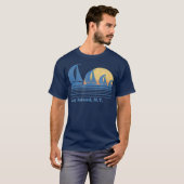 Long Island NY Sailboat  80 s Sunset T-shirt (Voorkant volledig)