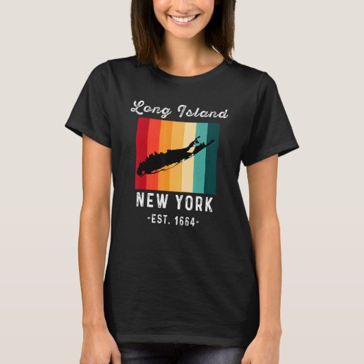 Long Island NY Souvenir Native Long Islander Map V T-shirt (Voorkant)