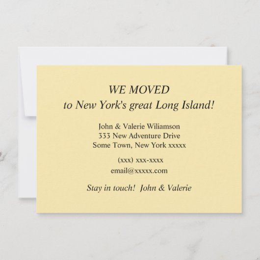Long Island NY Verhuisaankondiging (Achterkant)