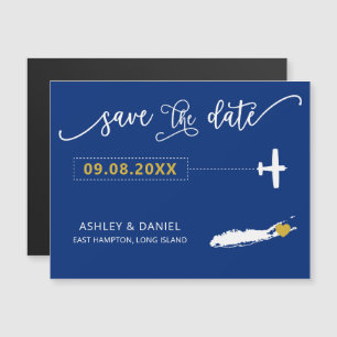 Long Island NY Wedding Save the Date Kaart, kaart Magnetische Uitnodiging