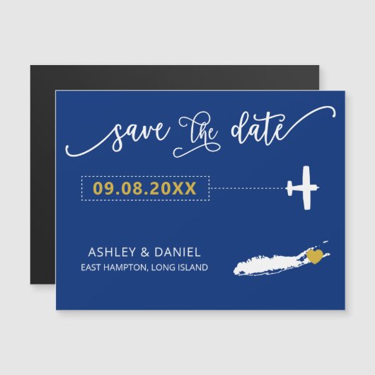 Long Island NY Wedding Save the Date Kaart, kaart Magnetische Uitnodiging (Voorkant / Achterkant)
